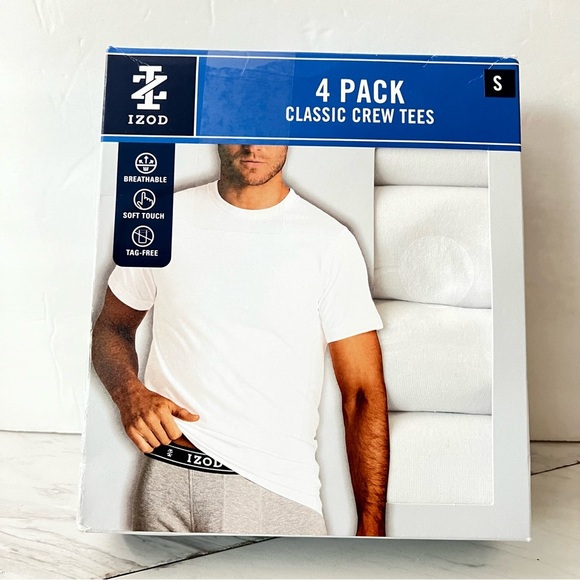 Izod Men's Crew-Neck T-Shirts Size Small White Short Sleeve Tag Free Undershirts - Picture 1 of 7